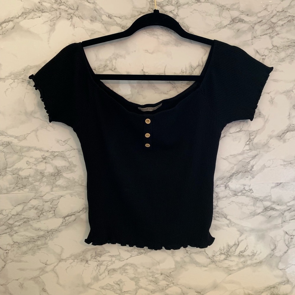 Black Off The Shoulder Crop Top | Size Large